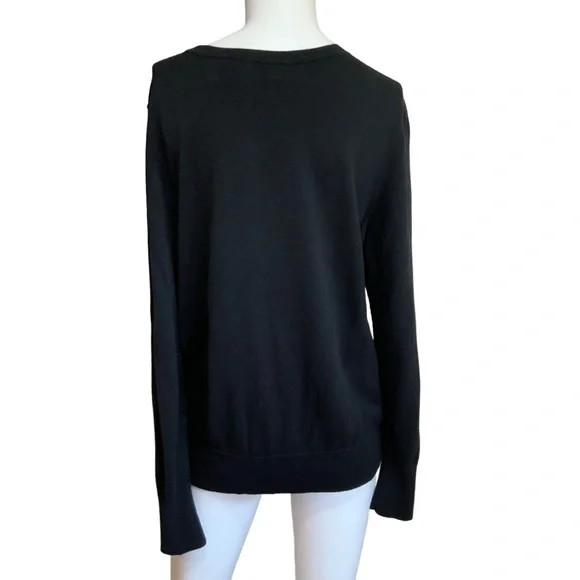 Nordstrom Halogen Black Bedazzled Blue Green Lip Beaded Sweater sz XL - Picture 3 of 7